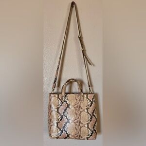 Madewell Zip-Top Small Transport Crossbody Snake Embossed Leather Blush Multi